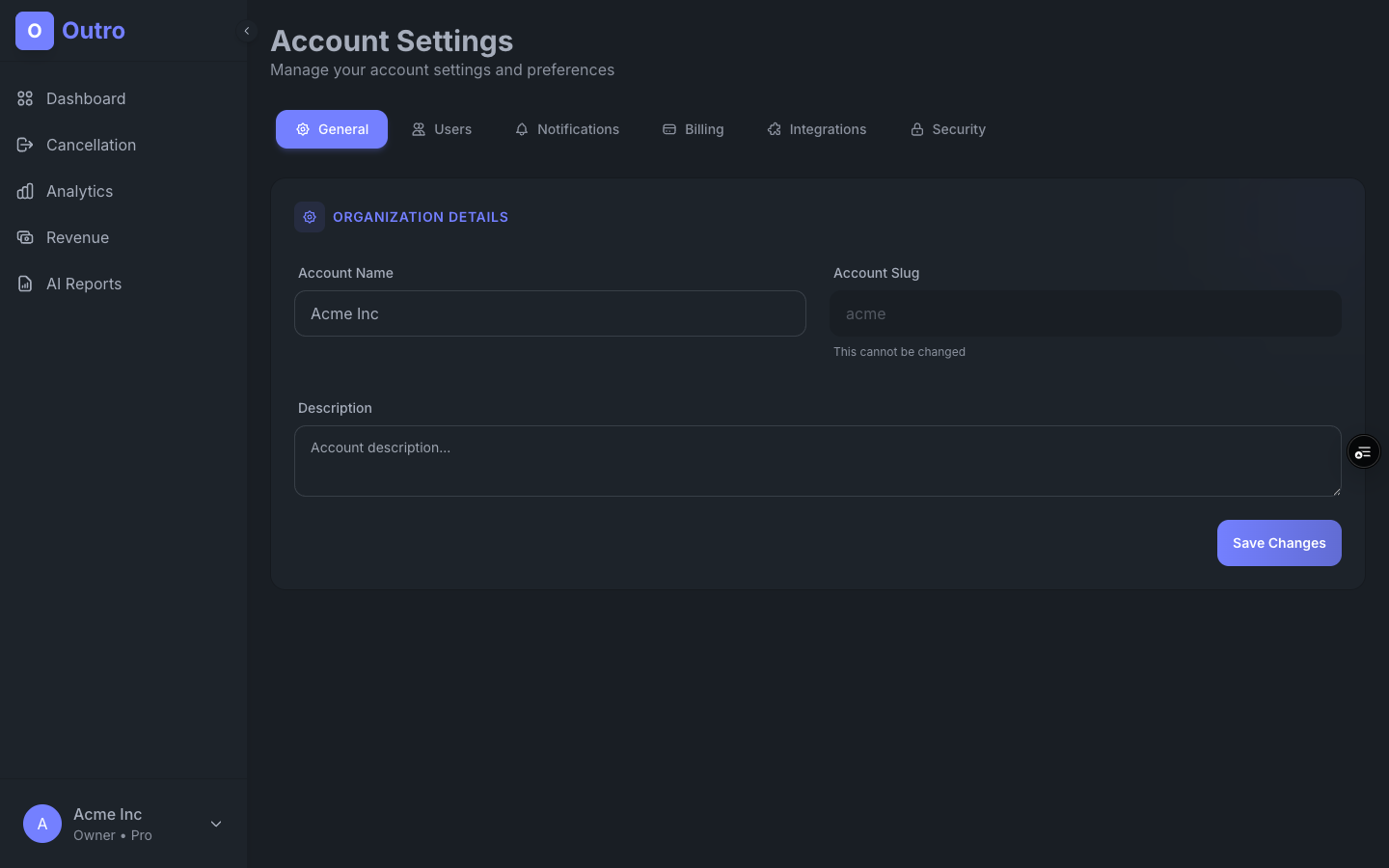 Account settings