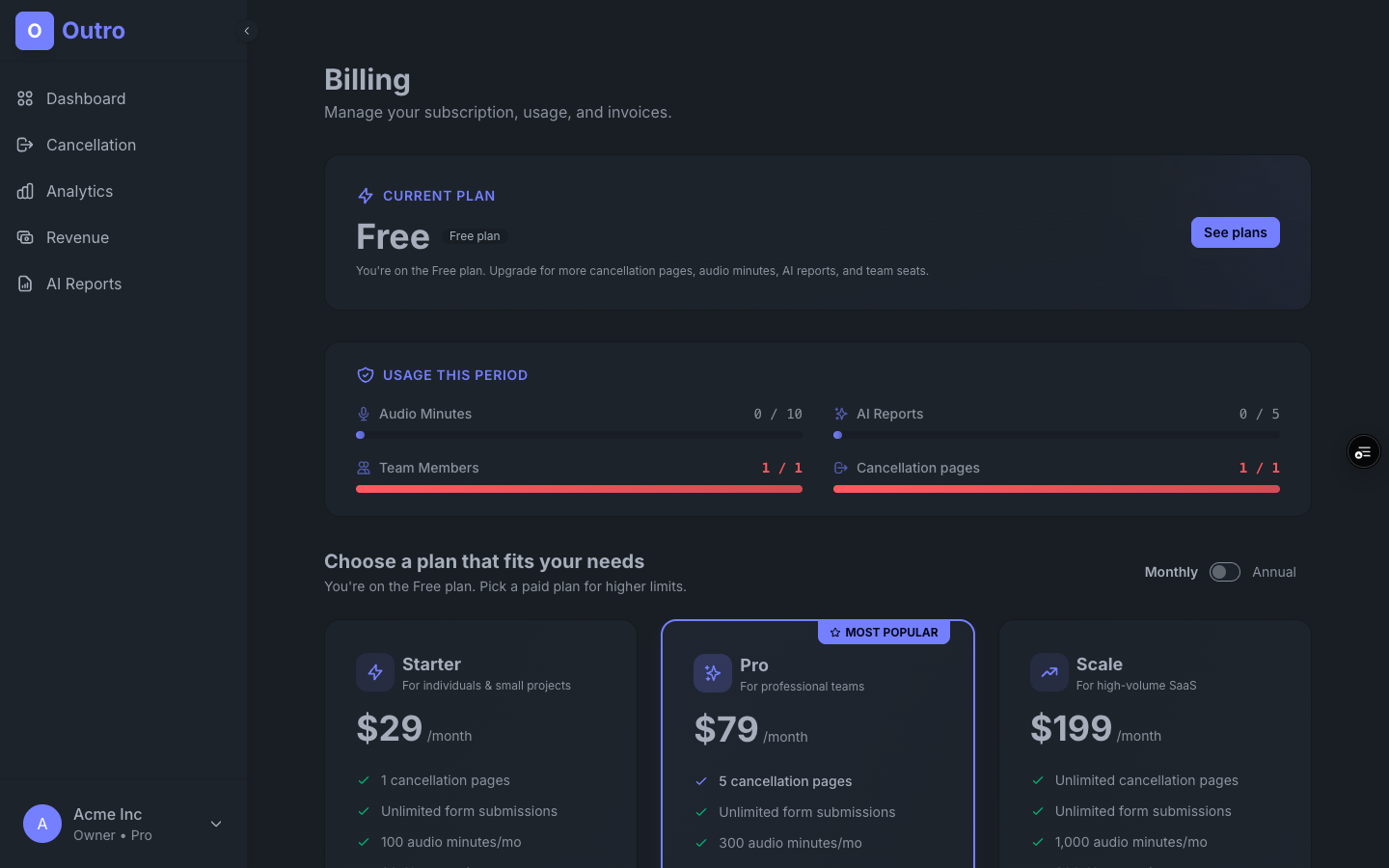 Billing tab