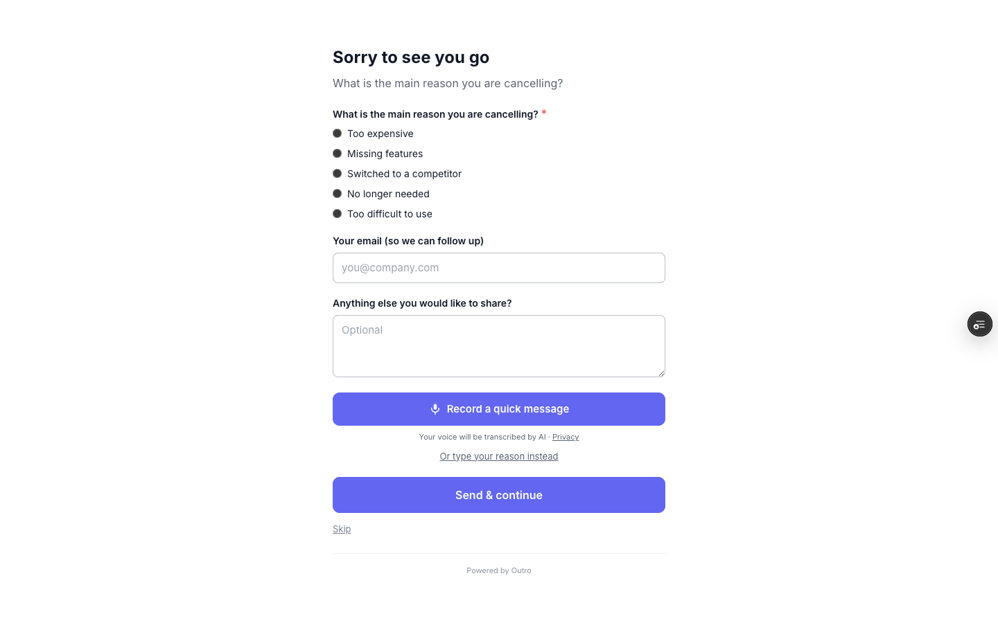 Your Branded Cancellation Page